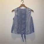 Dash 100% Cotton Light Blue Button Tie Front Striped Sleeveless Top Size M Photo 1