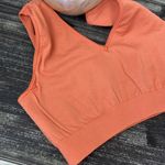 Savvi Orange Pumpkin Ribbed Cropped Athletic Sport Bra Top New M Tan Size M Photo 2