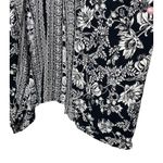 Angie Black White Floral Print Loose Fit Open Front Kimono Cardigan Medium Photo 3