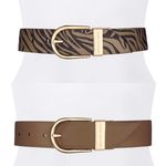 Michael Kors New!  Reversible Leather Belt Zebra Print Gold-tone Logo Buckle SM Photo 0