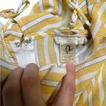 Altar'd State  Jumpsuit Romper M Yellow White Striped Wide Leg Pants Ruffle Summer Photo 2