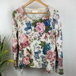Anthropologie Angel of North Gray floral Long sleeve vintage Crewneck Sweater M Photo 0