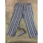 Hatley Women Blue White Paper Bag Pants Beach Stripes Wide Leg Pants Belted XL Size undefined Photo 7