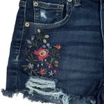 American Eagle SZ 2 Hi-Rise Shortie Jean Shorts Floral Embroidered Distressed Photo 1