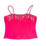 NWT Sincerely Jules Pink Corset Tank Top with Dangle Rhinestones‎ Size Medium Photo 1