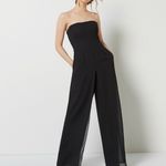 XScape  Women’s Black Strapless Wide Leg Sheer Overlay Cocktail Jumpsuit Size 2P Photo 1