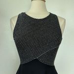 Rhapsody Black and Silver Striped Sleeveless Cocktail Dress Photo 7