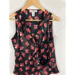 White House | Black Market WHBM Floral Satin Sleeveless Wrap Top Size Small Photo 1