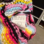 Coriresha Multicolor Striped Open Knit Bell Sleeve Cardigan Sweater Black Size XL Photo 2