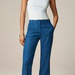 J.Crew  Tall Kaya Pant Stretch Linen Blend Cobalt Berry Blue Classic US 8T NWT Photo 0