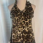 Méchant Leopard Print Halter Tunic Top Medium Boho Animal Print Brown Photo 0