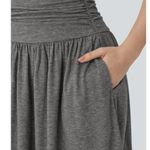 Halara High Waisted Ruched Pocket Flowy Skirt Dark Gray Casual Knee Length M Photo 2