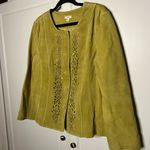 J. Jill Cottagecore 100% Suede Boho Cutout Floral Jacket Yellow Size L Photo 2