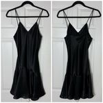 Victoria's Secret  Vintage Black Satin Flounce Mini Slip Dress Nightgown Size M Photo 5
