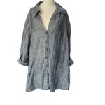 Harvé Benard Harve Bernard Women's PLUS SIZE 3X Gray Black Button down top Linen blend Photo 6
