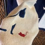 Christopher & Banks Vintage  Navy & Cream Cat Cardigan Size S Photo 4