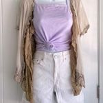 Pastel Lavender Soft Stretchy Square Neck Rib Knit Boho Tank Top Sz Small in EUC Purple Photo 0