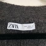 ZARA Patchwork Cable Knit Cardigan Neutral Chevron Size Large Blogger Favorite Photo 4