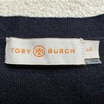 Tory Burch : Merino Wool Navy Velvet Lace Button Front Knit Cardigan Photo 3