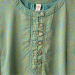 Gramicci Womens Rayon Micro Floral Button Popover Top Blouse Size S Multicolor Green Photo 4