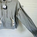 Lea & Viola Gray Ruffle Cropped Sweatshirt Pullover Hoodie New Size Small Photo 4