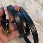 J.Crew  Black Leather Belt with Gold Buckle size S length till first whole 30” Photo 0