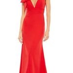 Mac Duggal 49454 Bow Shoulder V Neck Gown in Red Size 10 NWT Photo 0