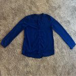 Tommy Hilfiger royal blue long sleeve v neck button down blouse xs Photo 2