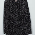 Chico's  Womens‎ Boucle Knit Open Front Cardigan Size L 2 Black White Long Sleeve Photo 0