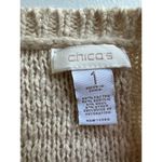 Chico's  Cotton Blend Beige Patchwork Lace Wool Blend Pullover Knit Boho Sweater M Photo 5