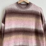 Loft Brown Pink Wool Ombre Striped Long Sleeve Cozy Knit Sweater Midi Dress Photo 3