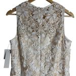 Shoshanna  Ivory Gold Sleeveless Floral Lace Midi Cocktail Dress Size 10 Photo 8