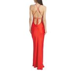 Line and Dot  Kira Maxi Dress in Tomato Red Medium New Womens Satin Gown Photo 10