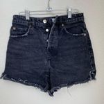 ZARA Hi Rise Cutoff Distressed Button Fly Jean Shorts Acid Wash, Size 4 Photo 0