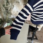 Gap shaker stitch Classic cotton navy /off white stripe knit cardigan sweater M Photo 4