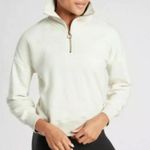 Athleta  women's 1x cozy 1/4 zip pullover sweatshirt gray cream prep Lulu athleti Photo 2