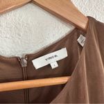 Vince  Brown High Neck Pleated Midi Dress Size Large Photo 5