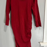 Maternity Bodycon knee length casual Christmas dress holiday dress medium Red Photo 0