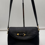 Etienne Aigner  Vintage Navy Leather Crossbody Bag Gold Horsebit Flap Closure Photo 0