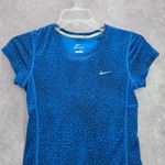 Nike Di Fit Blue Black Print Short Sleeve Active Running Tshirt XS Extra Small Photo 2