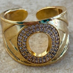 Gold Initial O Ring with Crystal Accents adjustable Photo 0