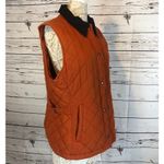 L.L.Bean Quilted Orange Fall Vest With brown corduroy collar size XL Photo 3