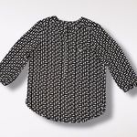 NYDJ Popover Blouse 3/4 Sleeve Key Print Size Small Photo 9