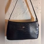 Black Croc Embossed I Santi Leather Shoulder Bag Italy classic minimalist luxury Photo 1