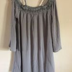 Almost Pink Boutique Off the Shoulder Lace Trim Dress Size Small Dusty Blue Photo 0
