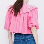 ZARA pink ruffled poplin blouse Photo 1