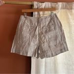 Madewell Pintucked Shorts in 100% Linen Oat Tan Beige High Rise NWT Size 6 Photo 4