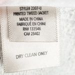 Ecru Blue Printed Fringe Trim Tweed Jacket Zip Blazer Women's Size XS Photo 7