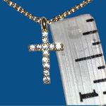 Gold 16” chain necklace with cz encrusted stone cross!! New Photo 3
