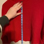 SheIn  Blouse Top Long Wide Bell Sleeve Red Ribbed Cropped Neutral Solid Casual Photo 9